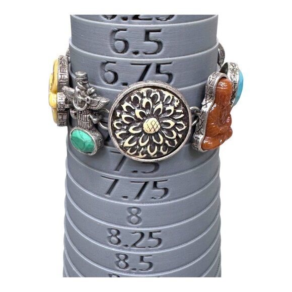 Vtg Tibetan Silver Stone Toggle Bracelet Scarab Turtle Totem Buddha Turquoise - Picture 4 of 9